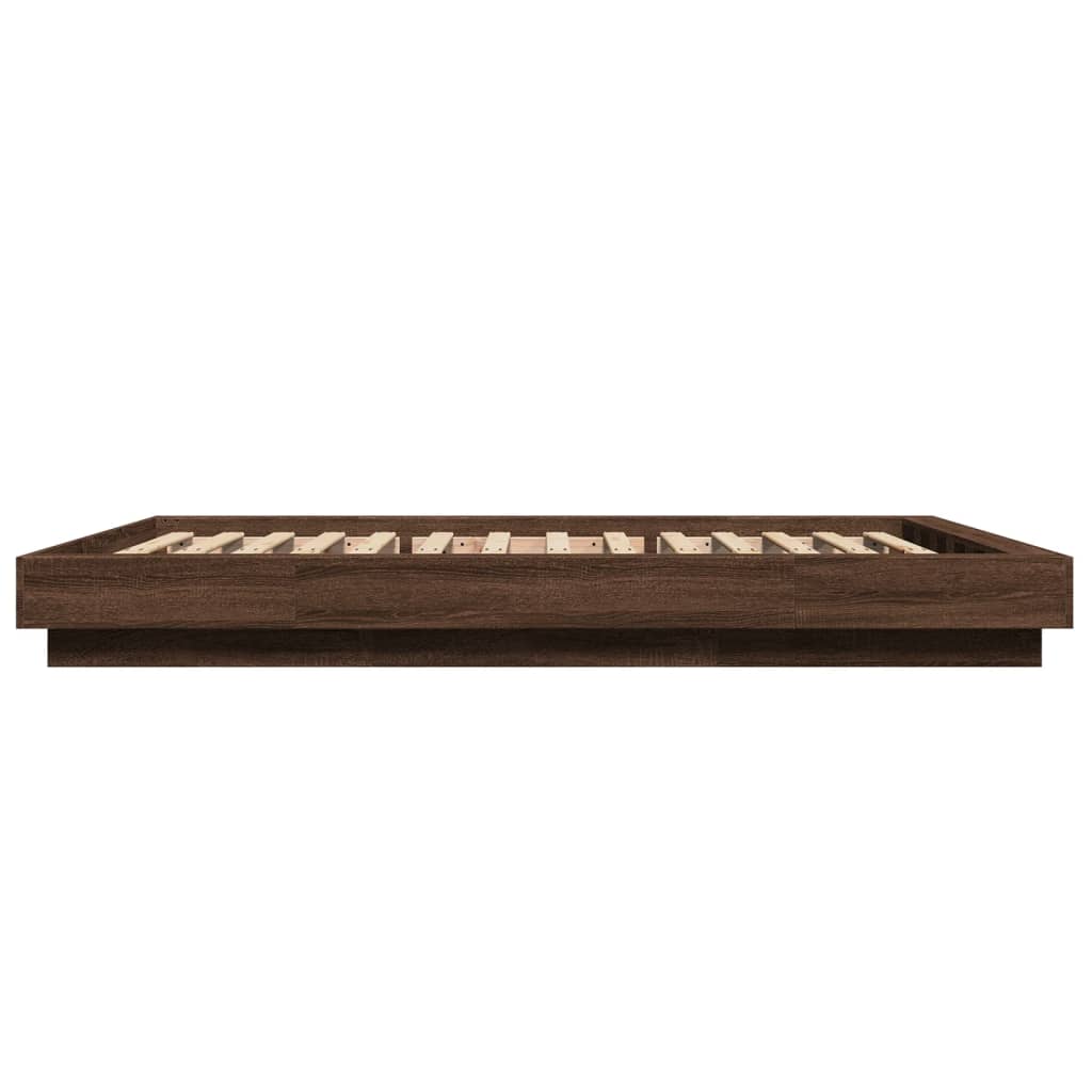 Modern Wooden Double Size 135cm Bed Frame Base With LED Lights Wood Beds