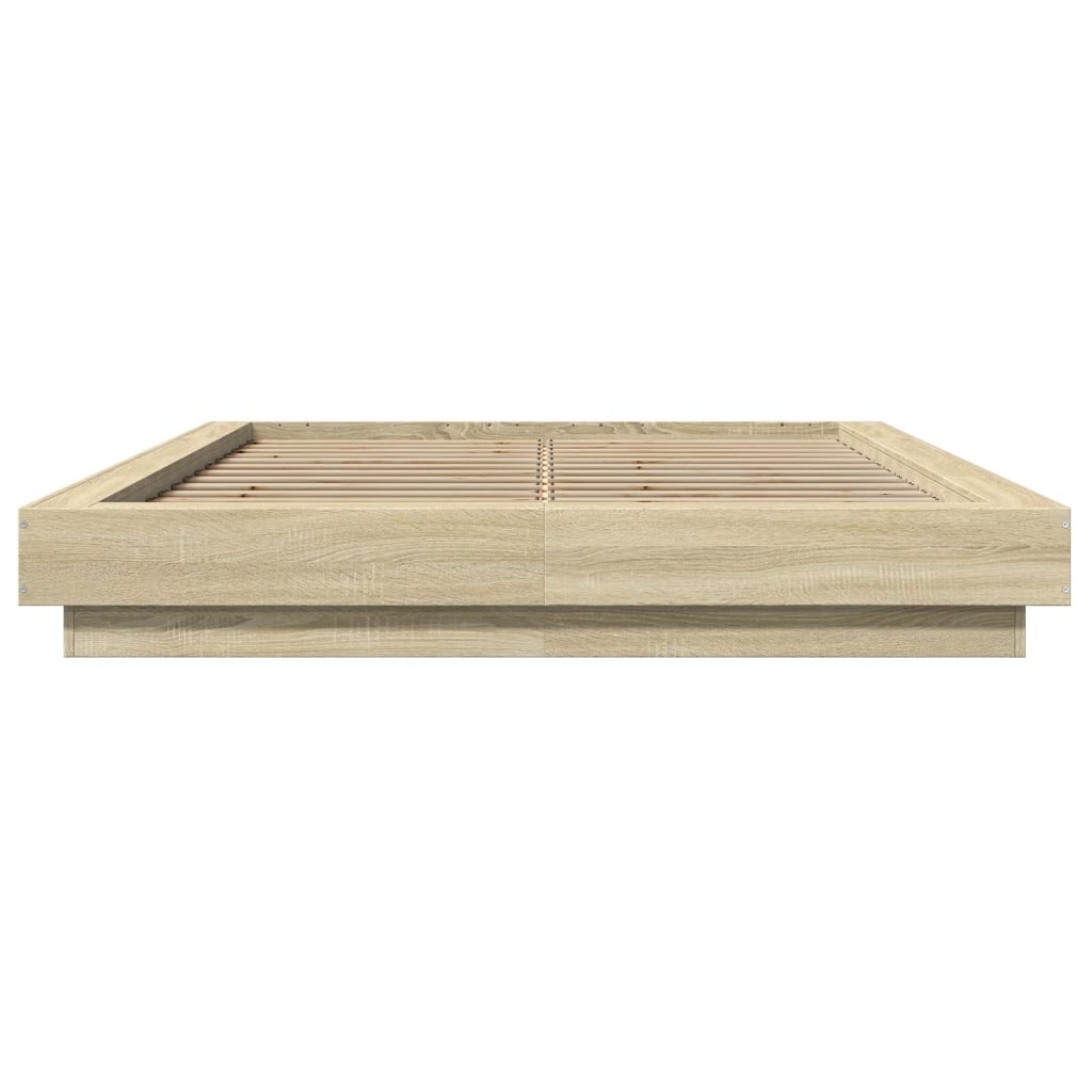 Bed Frame with LED Lights without Mattress Sonoma Oak 120x190cm