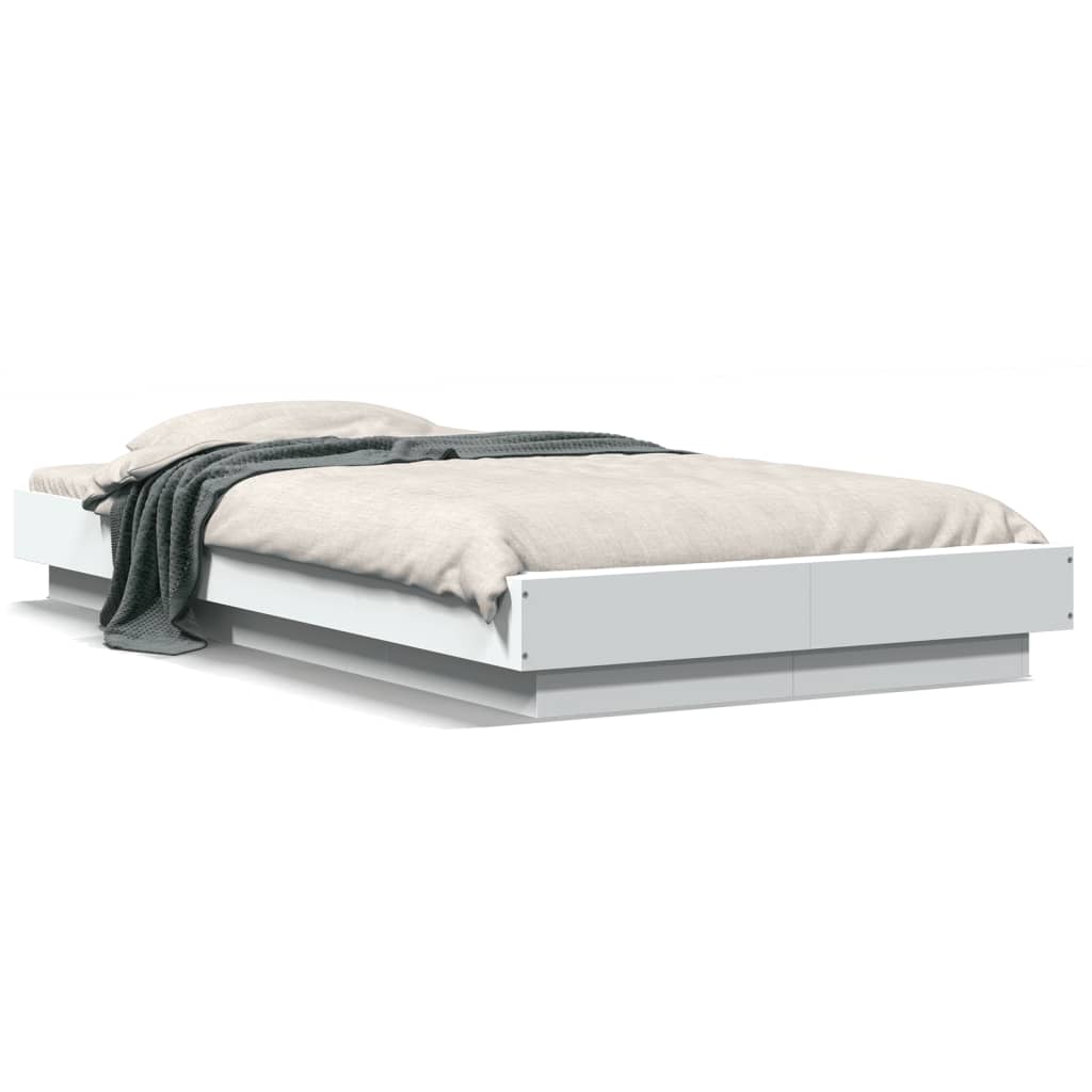 Modern Wooden Low Single Size 90cm Bed Frame Base With LED Lights Wood Beds