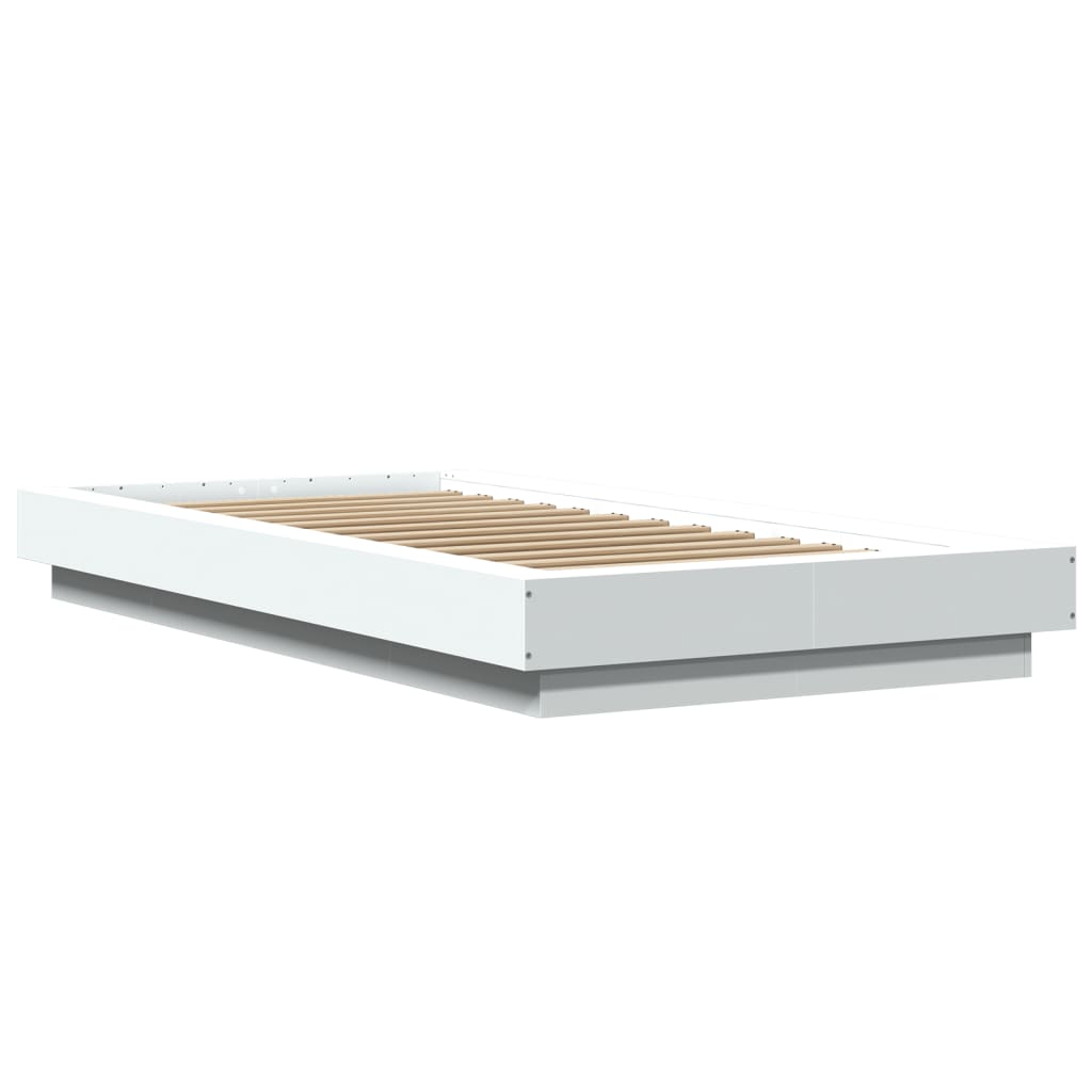 Bed Frame with LED Lights without Mattress White 90x190cm