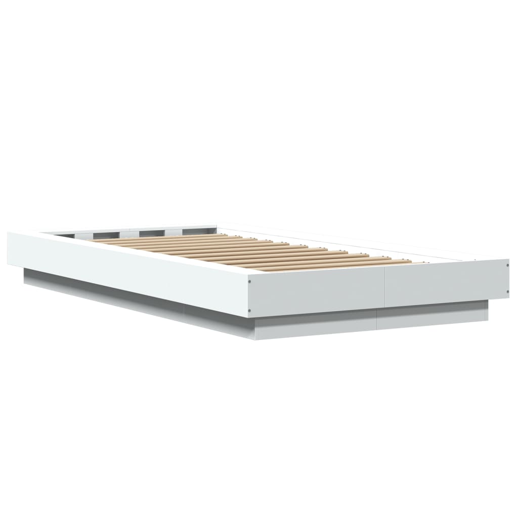 Modern Wooden Low Single Size 90cm Bed Frame Base With LED Lights Wood Beds