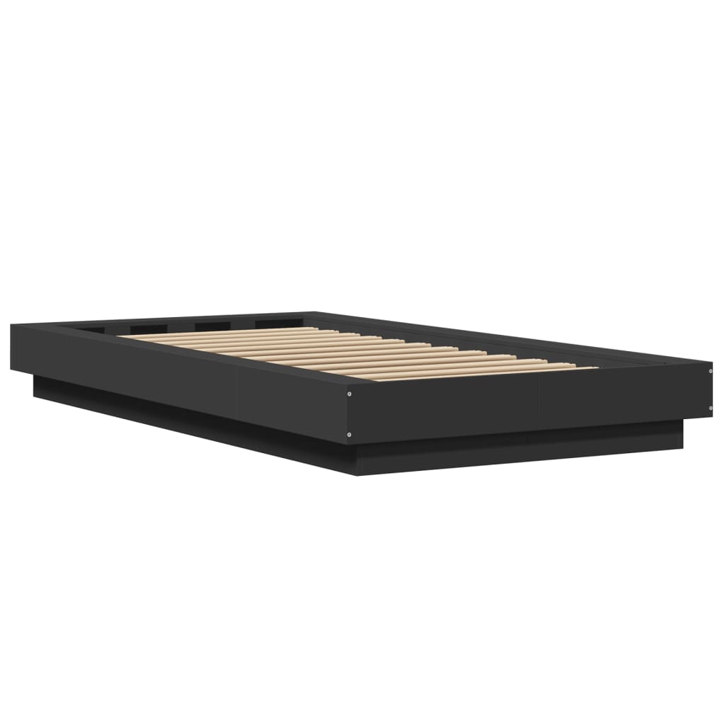 Modern Wooden Low Single Size 90cm Bed Frame Base With LED Lights Wood Beds