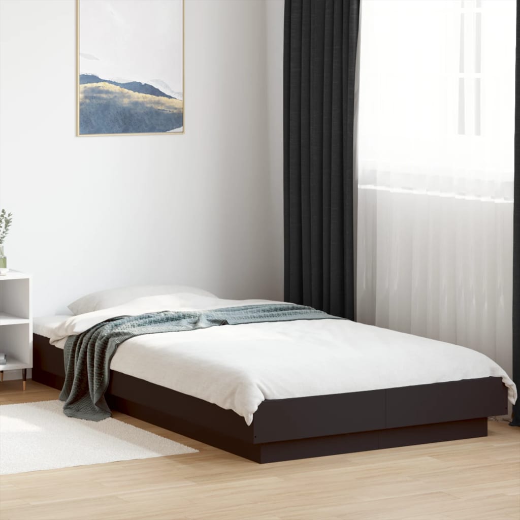 Modern Wooden Low Single Size 90cm Bed Frame Base With LED Lights Wood Beds