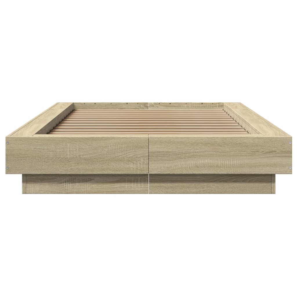 Modern Wooden Low Single Size 90cm Bed Frame Base With LED Lights Wood Beds