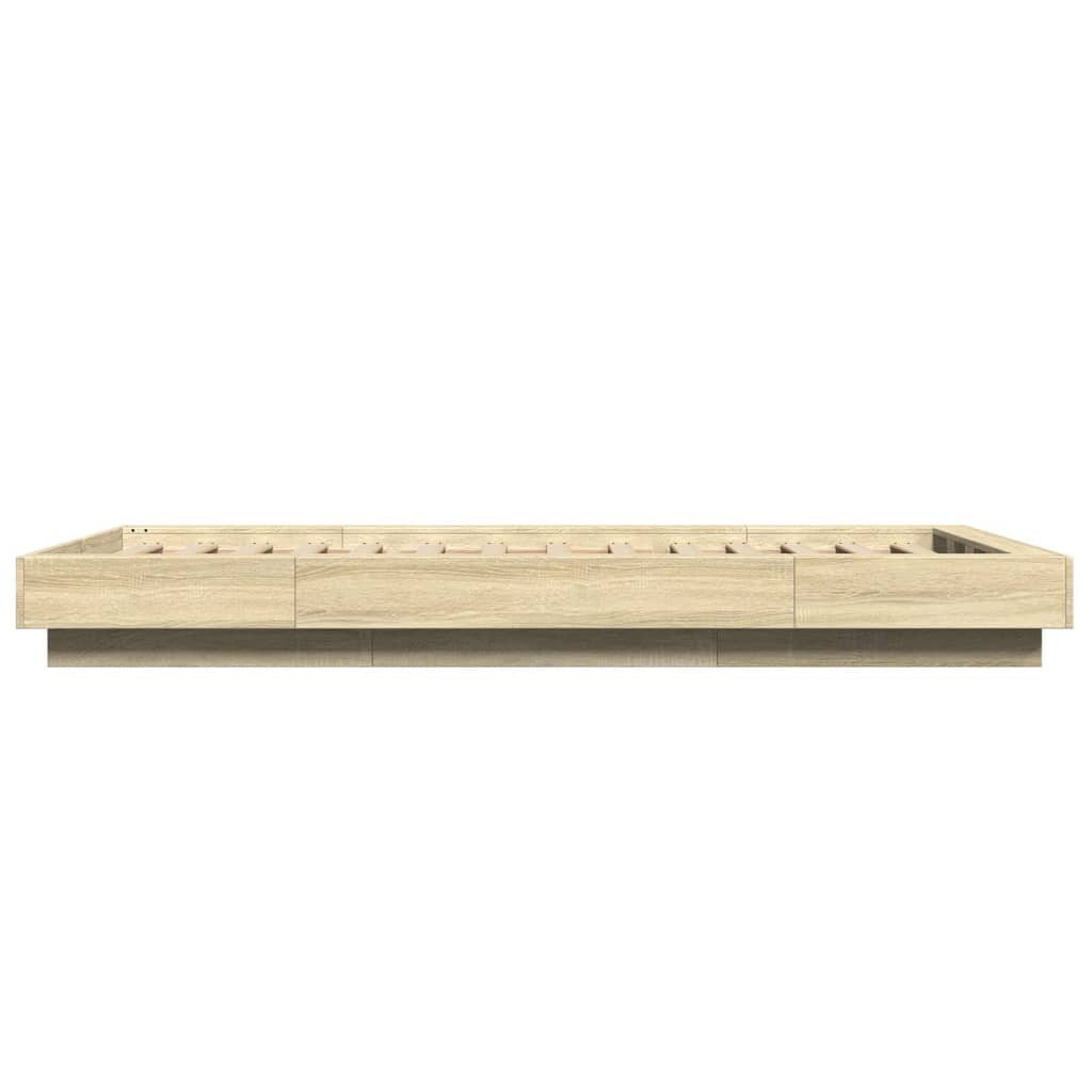 Modern Wooden Low Single Size 90cm Bed Frame Base With LED Lights Wood Beds