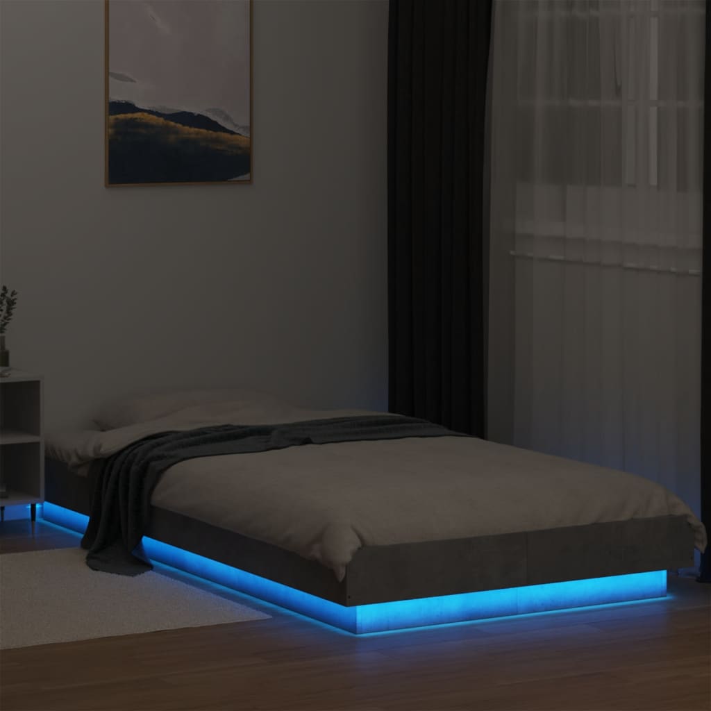 Modern Wooden Low Single Size 90cm Bed Frame Base With LED Lights Wood Beds