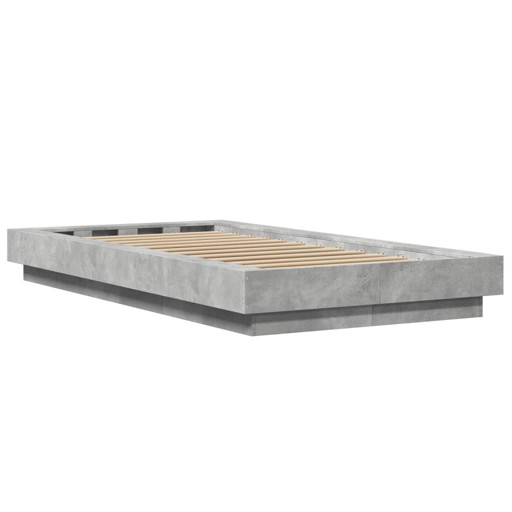 Modern Wooden Low Single Size 90cm Bed Frame Base With LED Lights Wood Beds