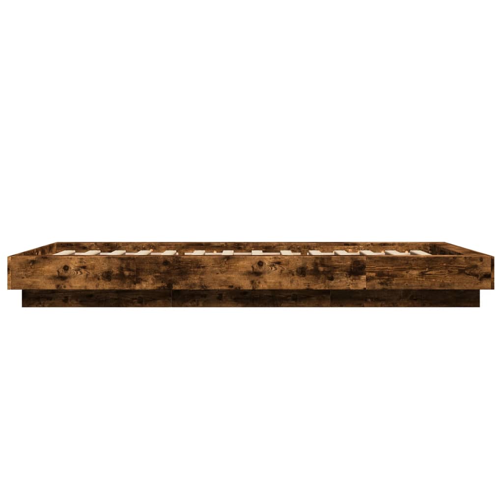 Modern Wooden Low Single Size 90cm Bed Frame Base With LED Lights Wood Beds