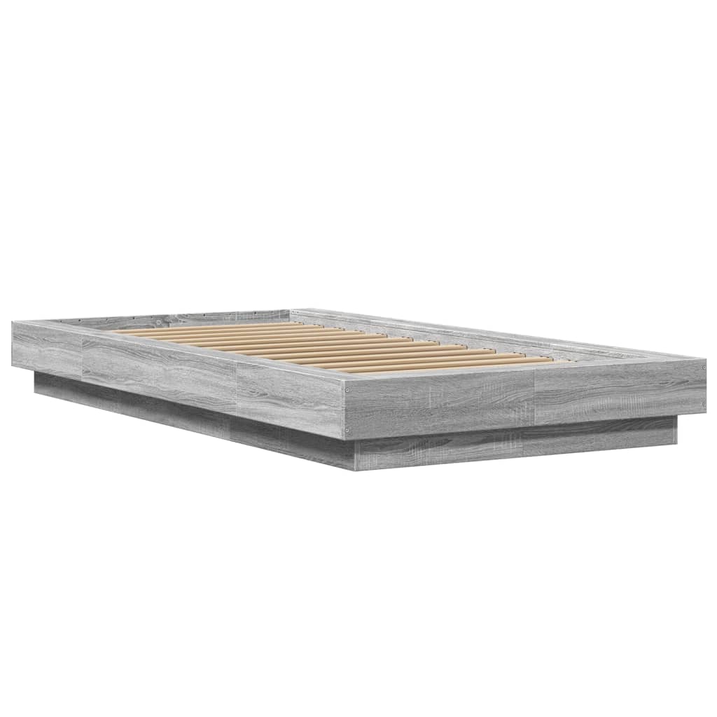 Modern Wooden Low Single Size 90cm Bed Frame Base With LED Lights Wood Beds
