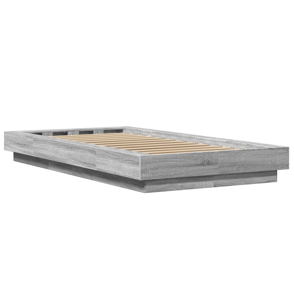 Modern Wooden Low Single Size 90cm Bed Frame Base With LED Lights Wood Beds