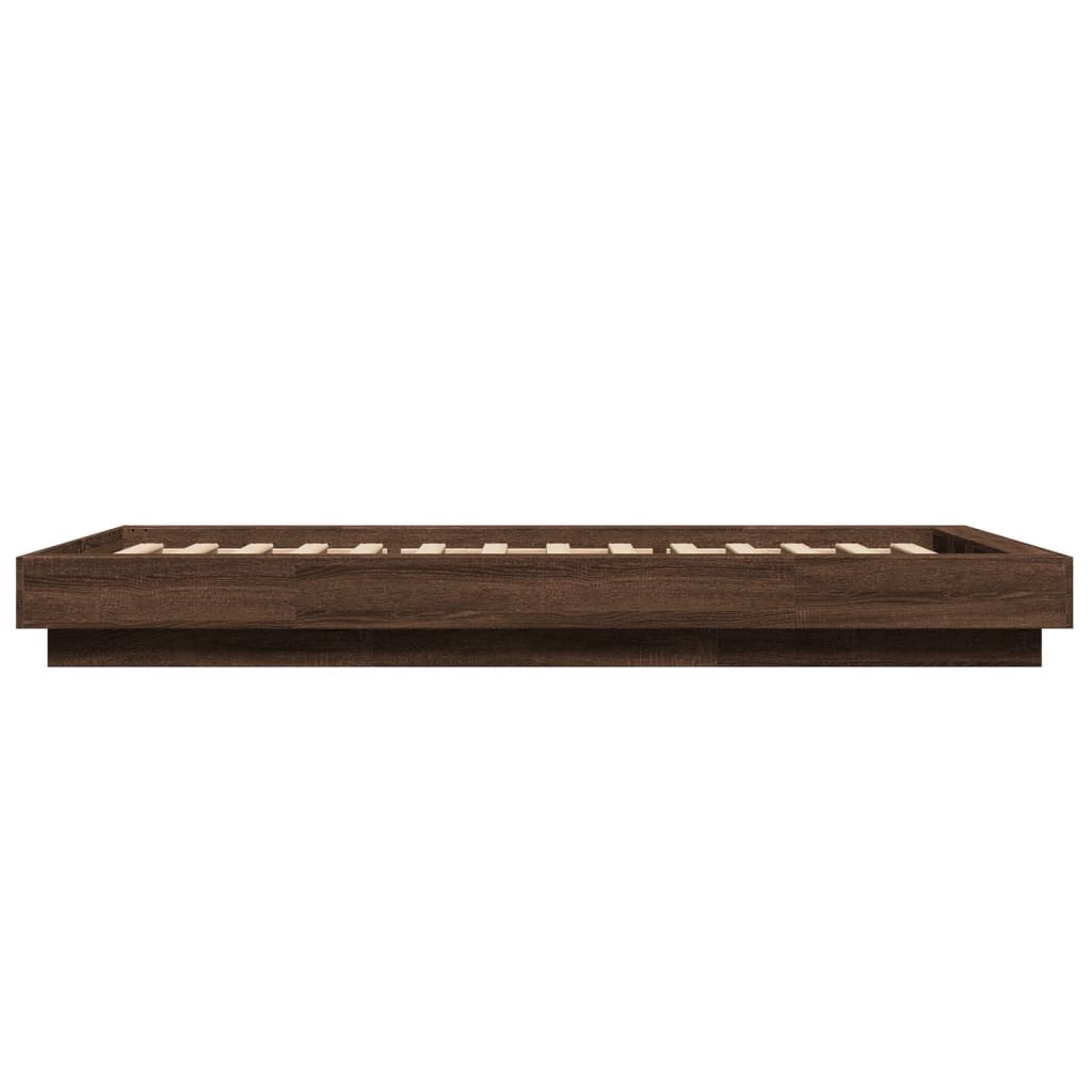 Modern Wooden Low Single Size 90cm Bed Frame Base With LED Lights Wood Beds