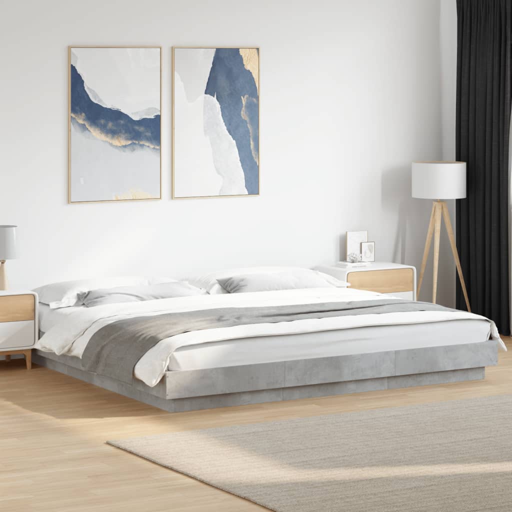 Bed Frame without Mattress Concrete Grey 180x200 cm Super King