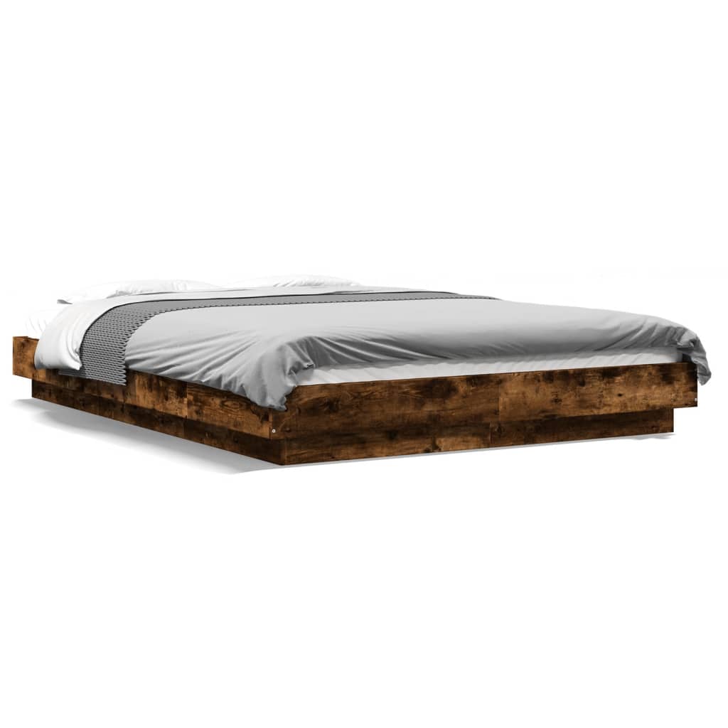 Bed Frame without Mattress Smoked Oak 135x190 cm Double