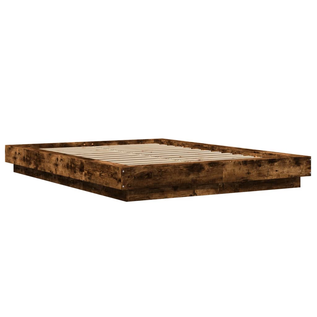 Bed Frame without Mattress Smoked Oak 135x190 cm Double