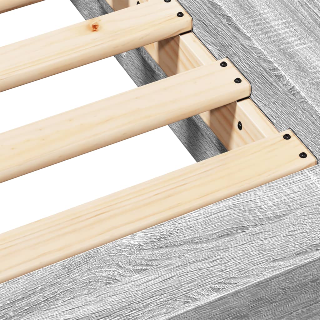 Bed Frame without Mattress Grey Sonoma 135x190 cm Double
