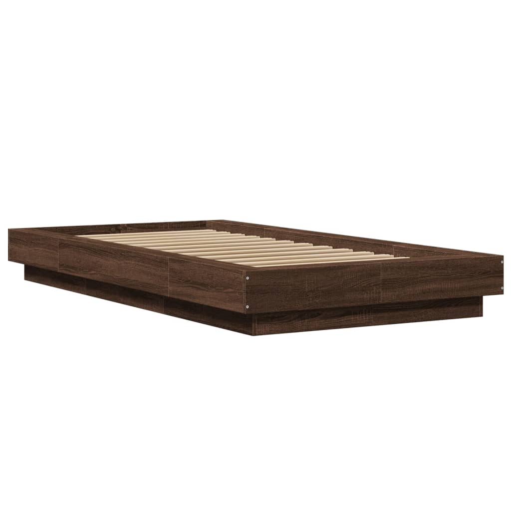Bed Frame without Mattress Brown Oak 90x190 cm Single