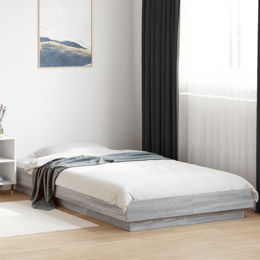 Bed Frame without Mattress Grey Sonoma 75x190 cm Small Single