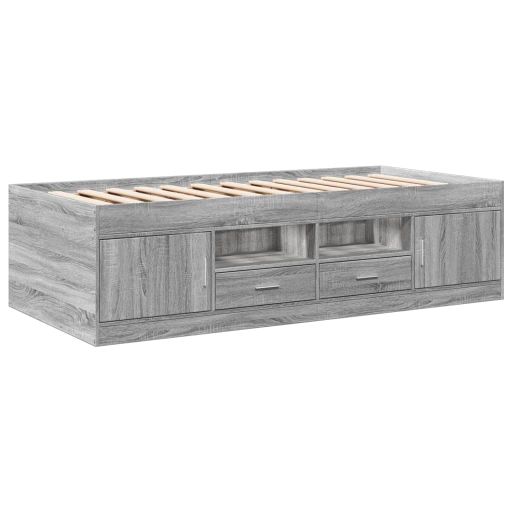 Daybed with Drawers without Mattress Grey Sonoma 100x200 cm