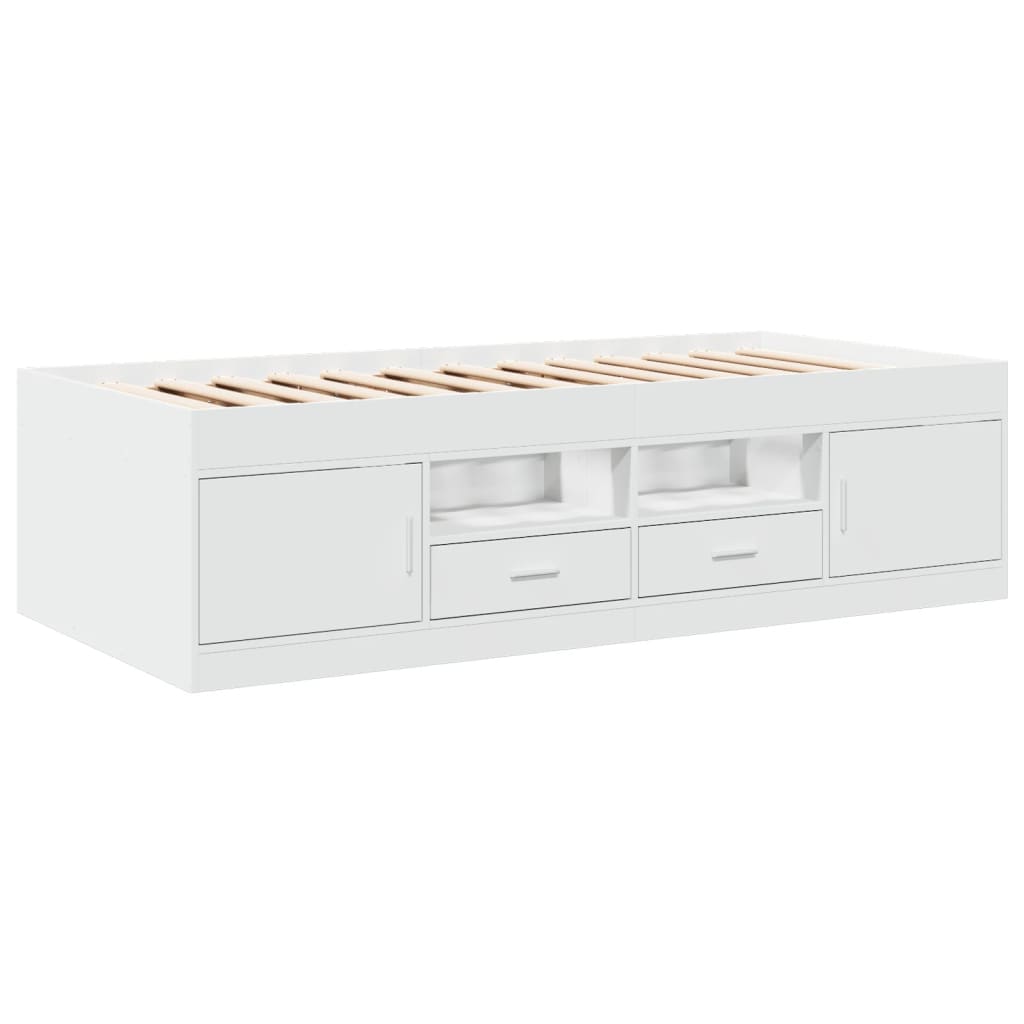 Daybed with Drawers without Mattress White 75x190 cm Small Single