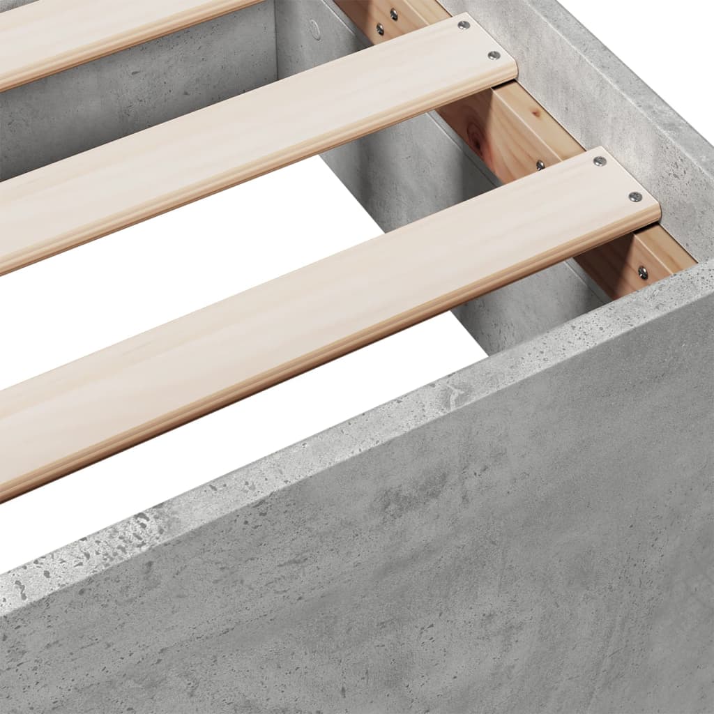 Bed Frame with Drawers without Mattress Concrete Grey 140x200 cm