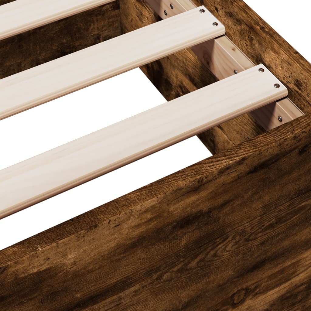 Bed Frame with Drawers without Mattress Smoked Oak 120x200 cm