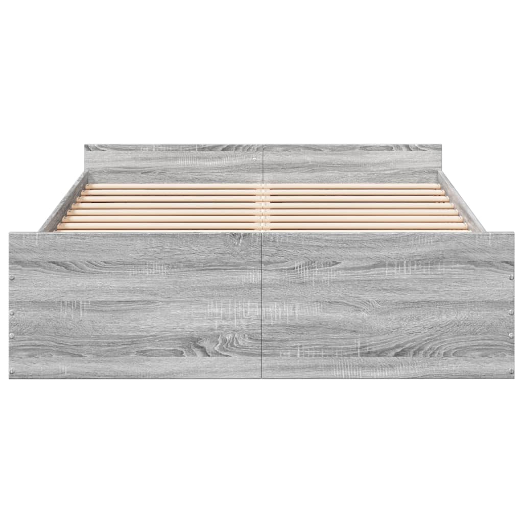 Bed Frame with Drawers without Mattress Grey Sonoma 120x200 cm