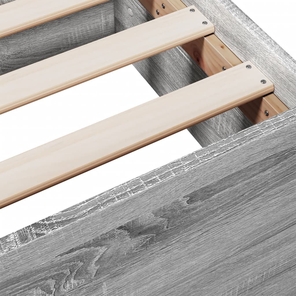 Bed Frame with Drawers without Mattress Grey Sonoma 135x190 cm Double