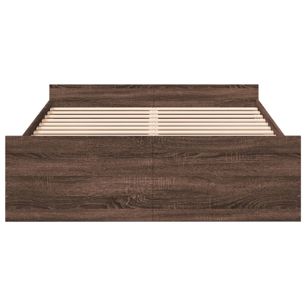 Bed Frame with Drawers without Mattress Brown Oak 120x190 cm Small Double