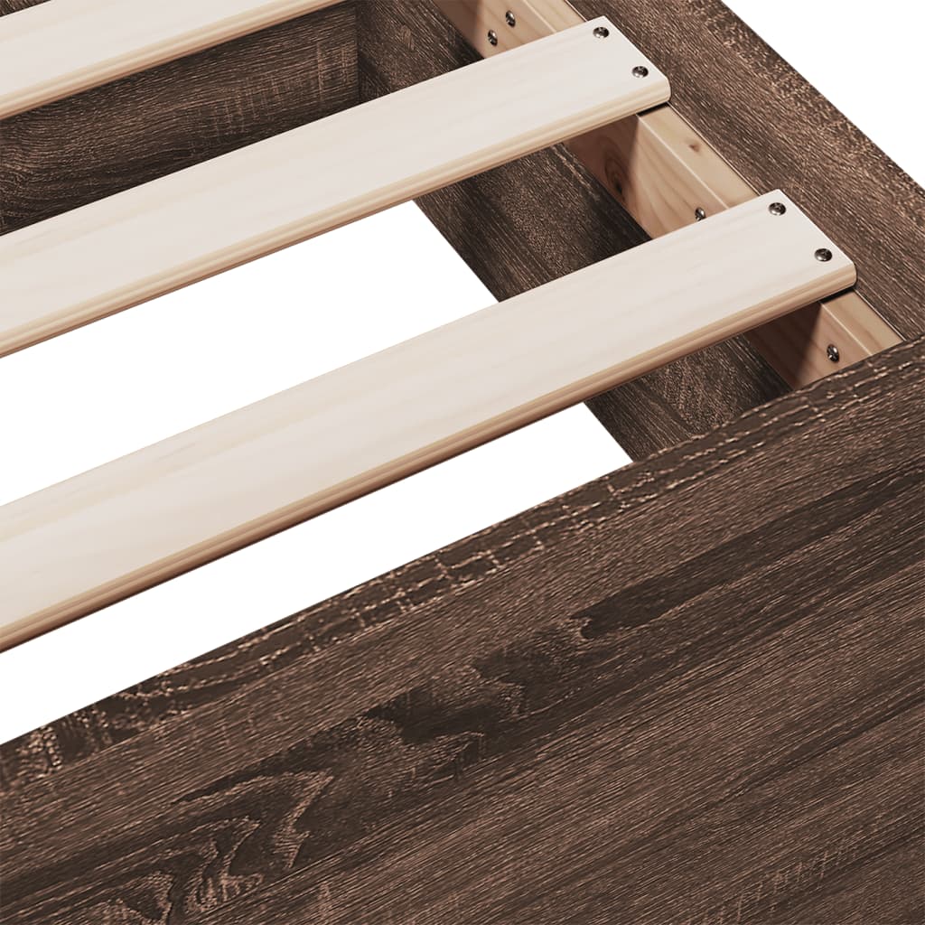 Bed Frame with Drawers without Mattress Brown Oak 120x190 cm Small Double