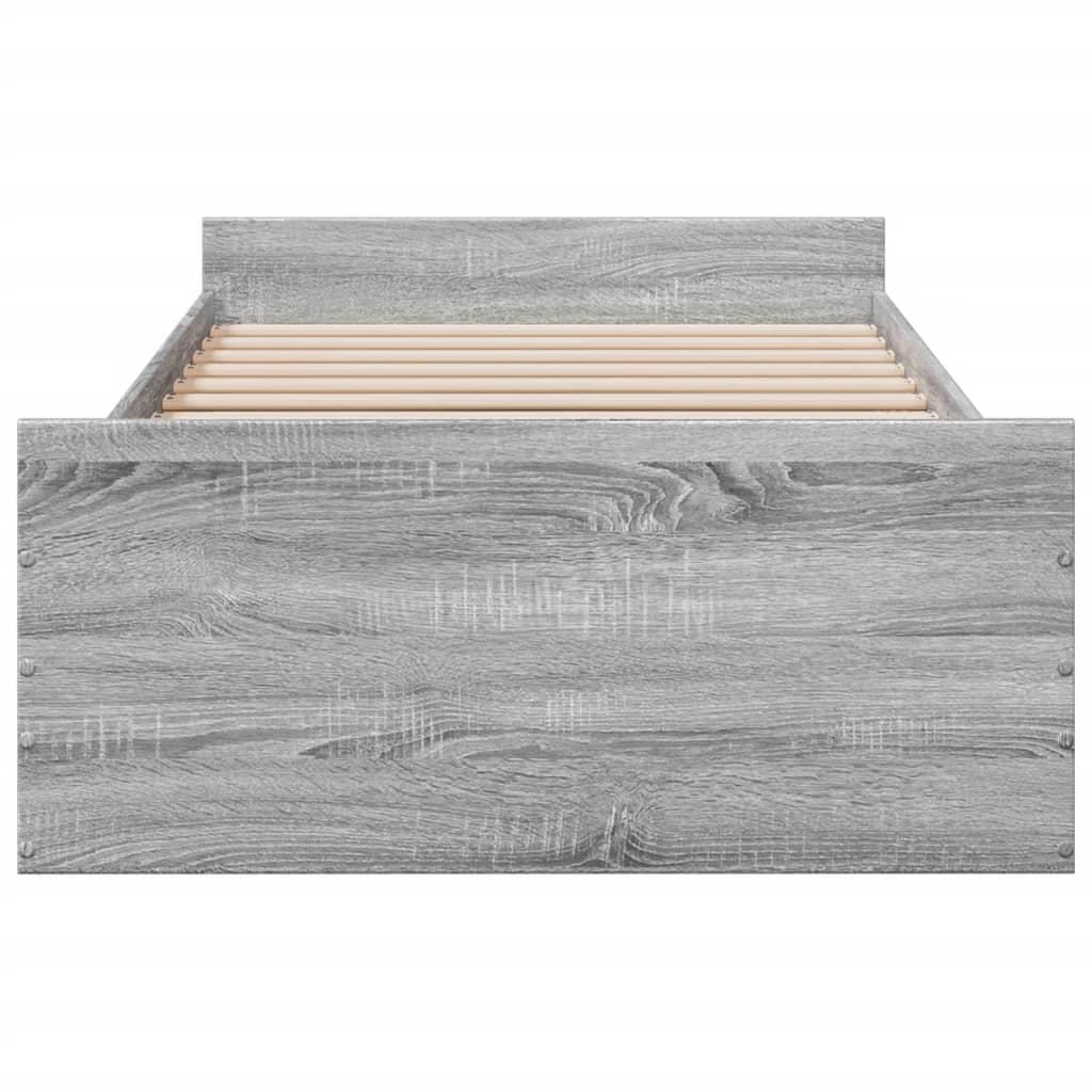 Bed Frame with Drawers without Mattress Grey Sonoma 100x200 cm