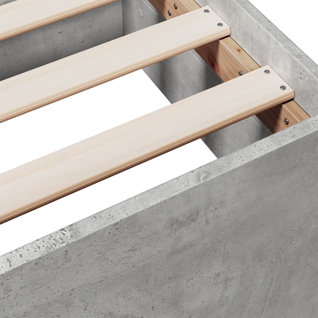 Bed Frame with Drawers without Mattress Concrete Grey 75x190 cm Small Single