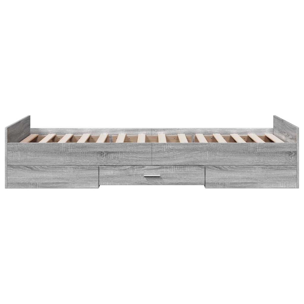 Bed Frame with Drawers without Mattress Grey Sonoma 75x190 cm Small Single
