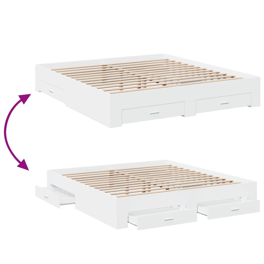 Modern Wooden Emperor Size 2m Bed Frame Base With Storage Drawers Wood Beds