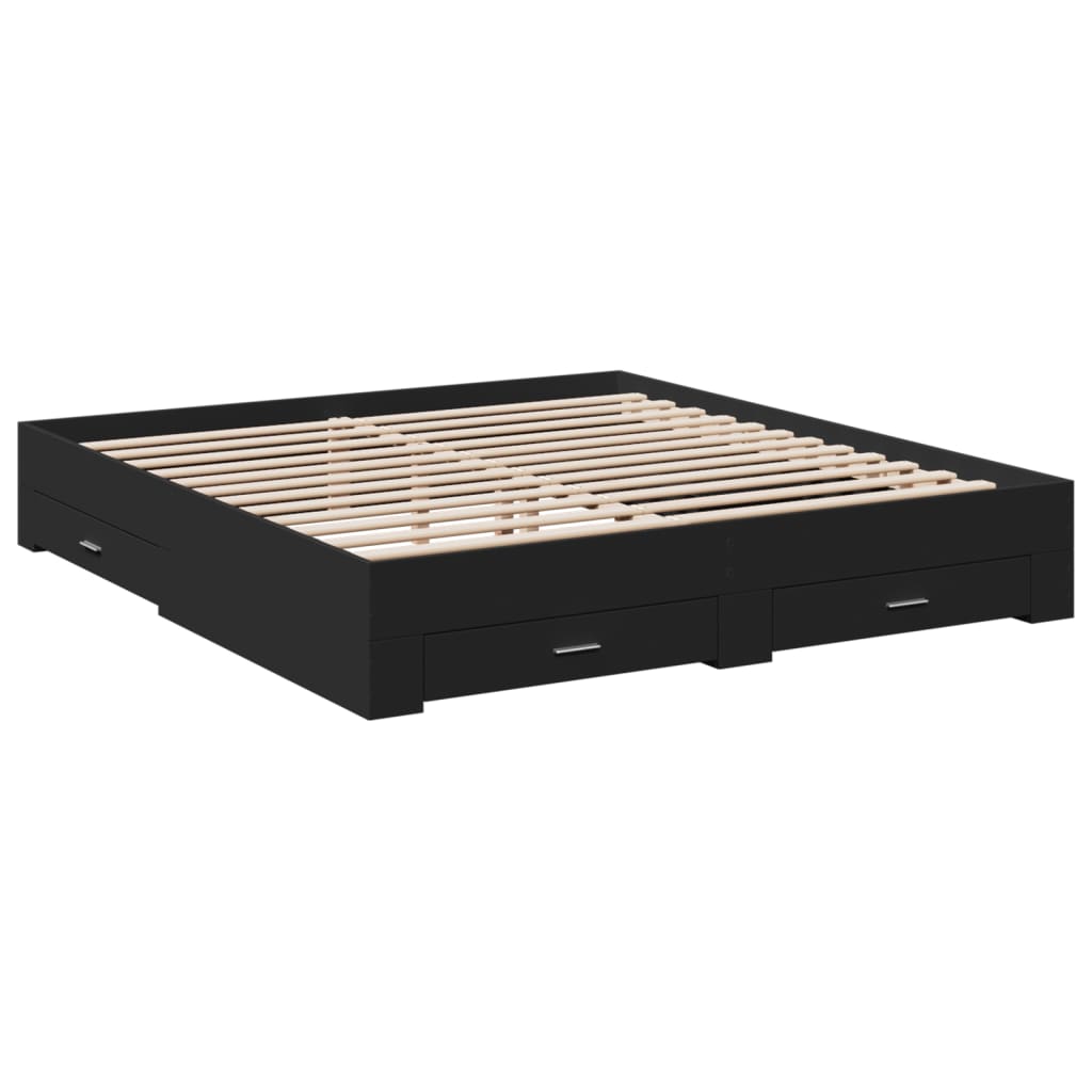 Modern Wooden Emperor Size 2m Bed Frame Base With Storage Drawers Wood Beds