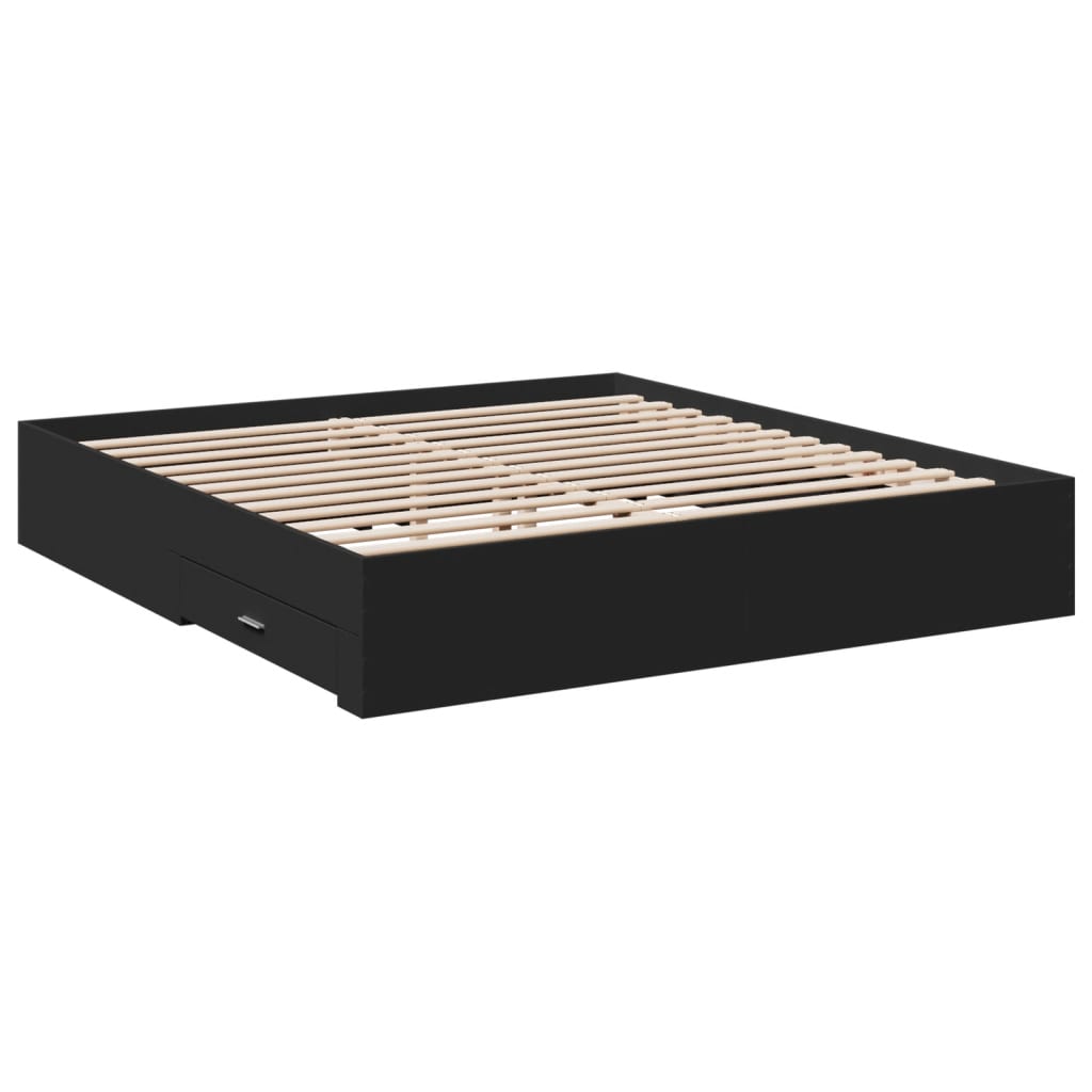 Modern Wooden Emperor Size 2m Bed Frame Base With Storage Drawers Wood Beds