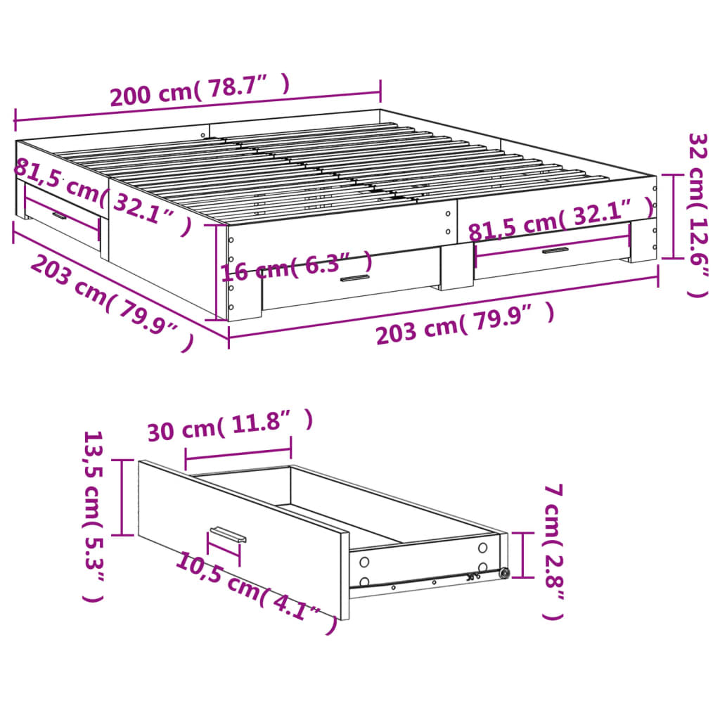 Modern Wooden Emperor Size 2m Bed Frame Base With Storage Drawers Wood Beds