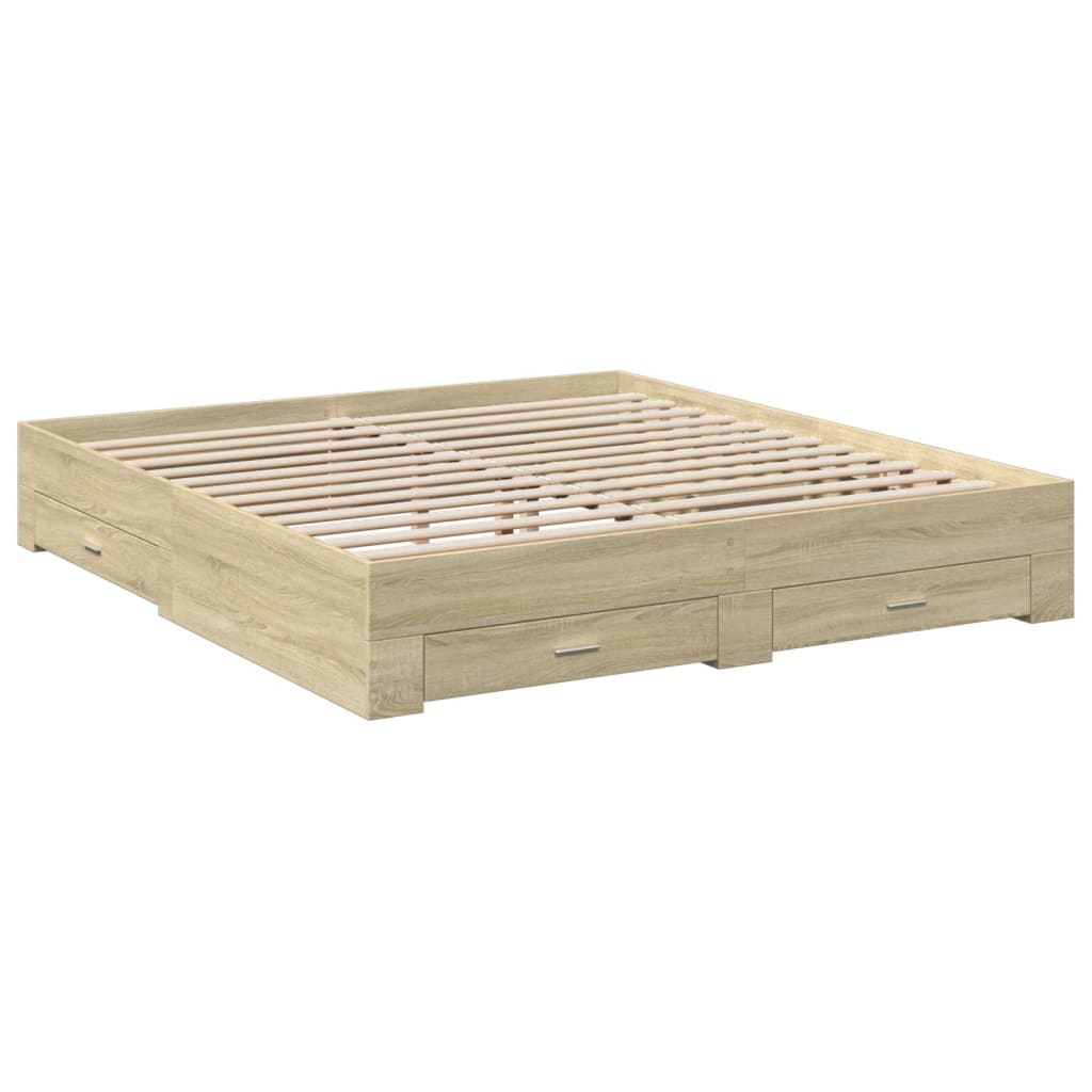 Modern Wooden Emperor Size 2m Bed Frame Base With Storage Drawers Wood Beds