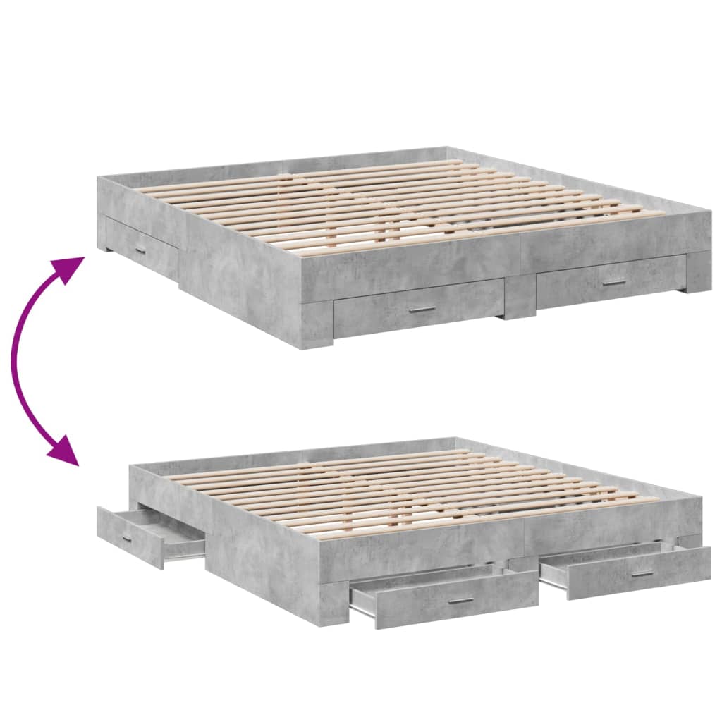 Modern Wooden Emperor Size 2m Bed Frame Base With Storage Drawers Wood Beds