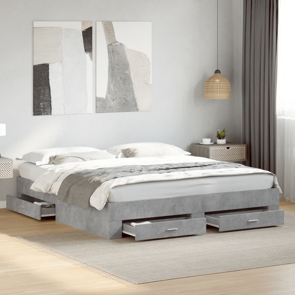 Modern Wooden Emperor Size 2m Bed Frame Base With Storage Drawers Wood Beds