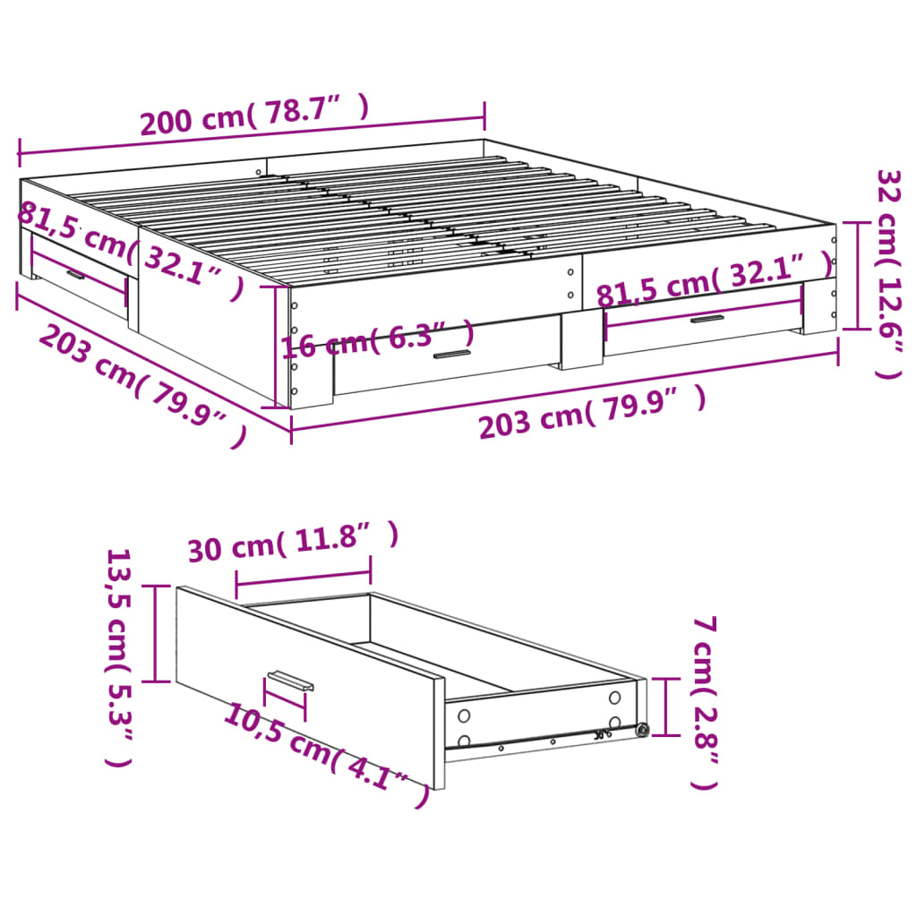 Modern Wooden Emperor Size 2m Bed Frame Base With Storage Drawers Wood Beds