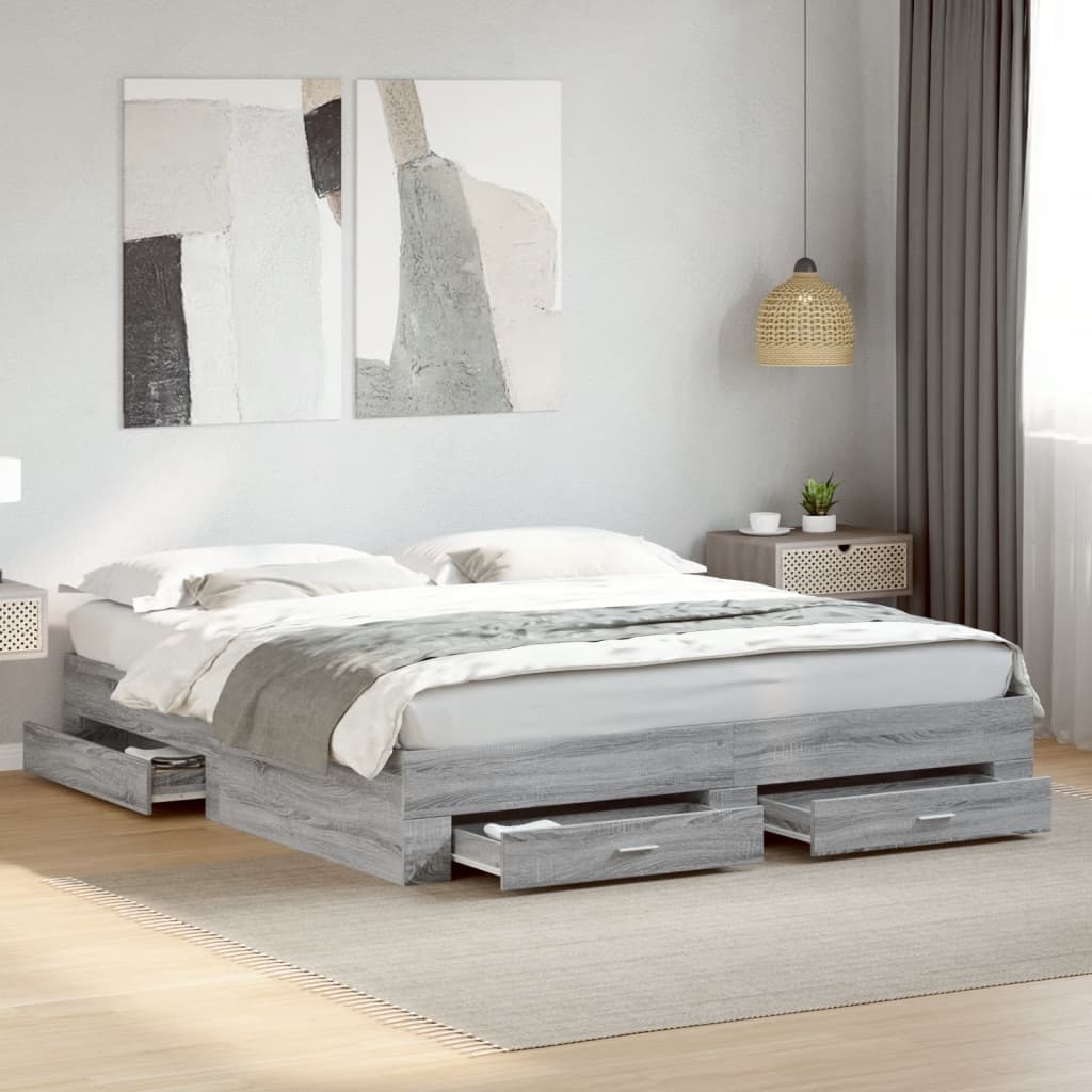 Modern Wooden Emperor Size 2m Bed Frame Base With Storage Drawers Wood Beds