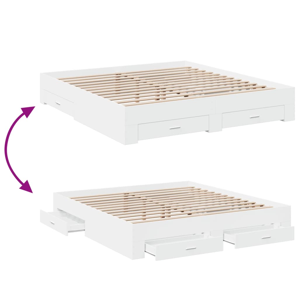 Modern Wooden Super King Size 150cm Bed Frame Base With Storage Drawers Wood Beds
