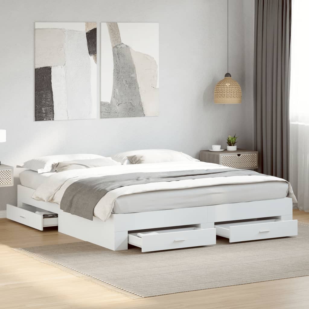 Modern Wooden Super King Size 150cm Bed Frame Base With Storage Drawers Wood Beds