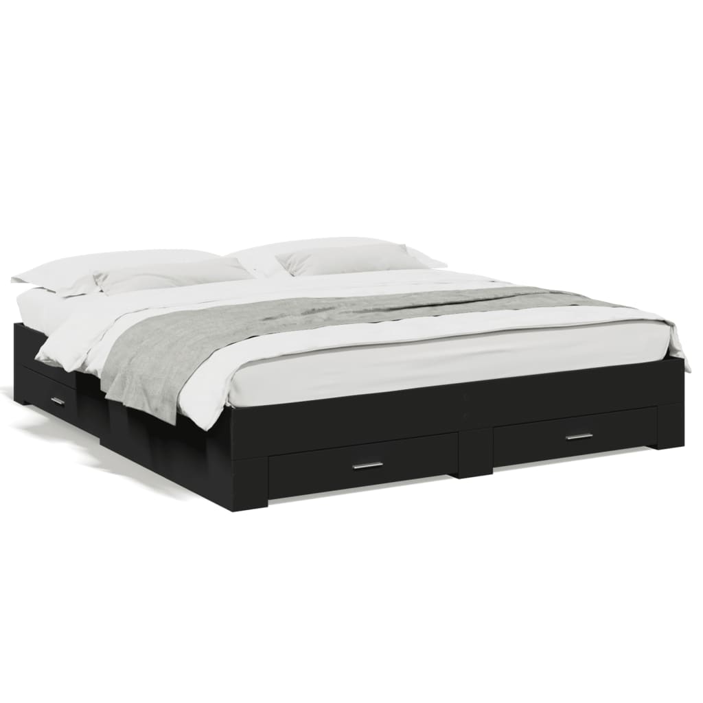Modern Wooden Super King Size 150cm Bed Frame Base With Storage Drawers Wood Beds