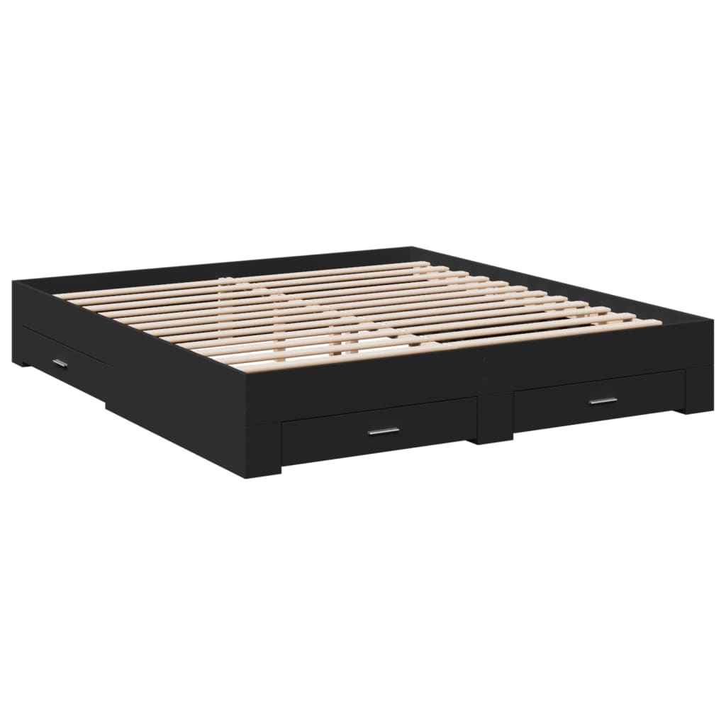 Modern Wooden Super King Size 150cm Bed Frame Base With Storage Drawers Wood Beds