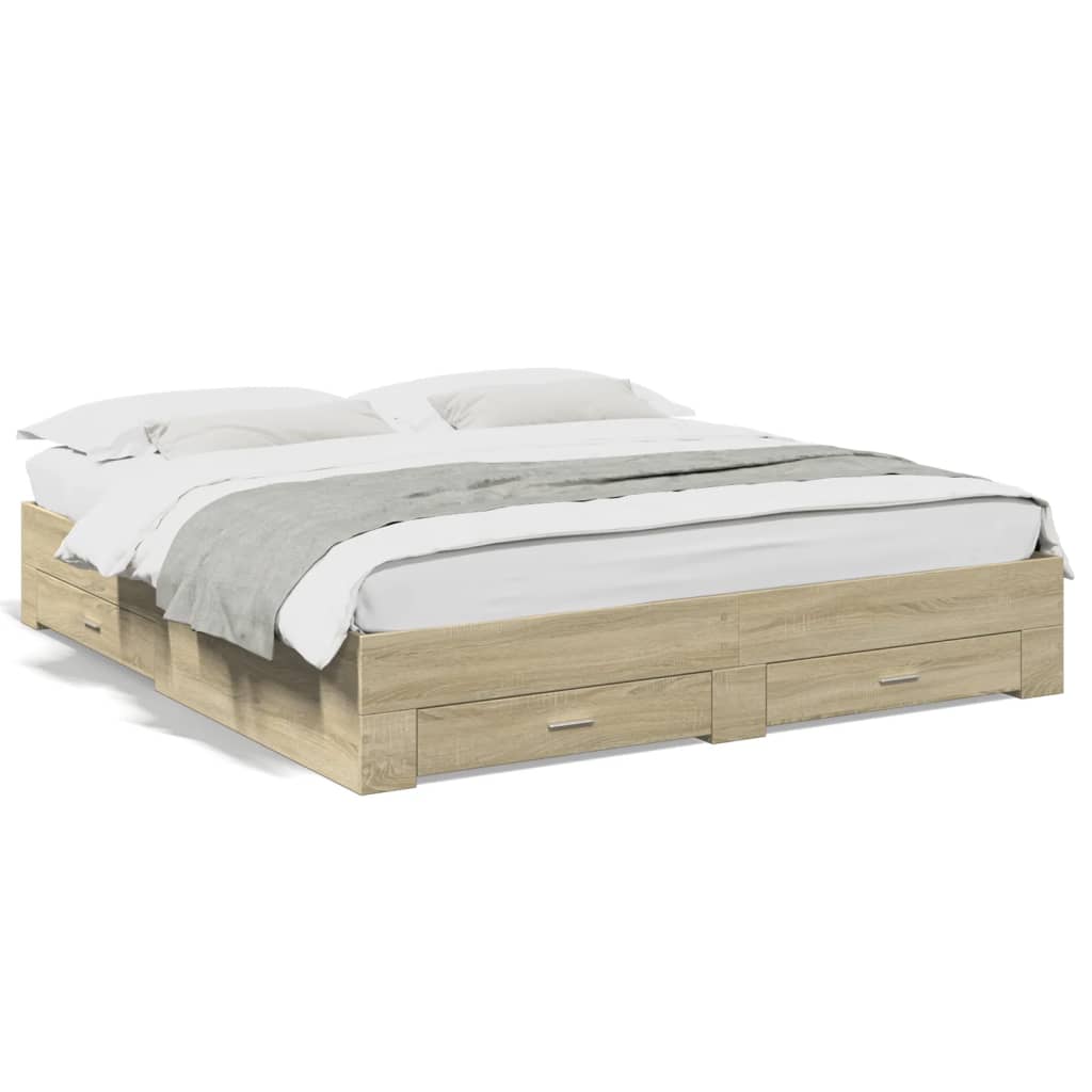 Modern Wooden Super King Size 150cm Bed Frame Base With Storage Drawers Wood Beds