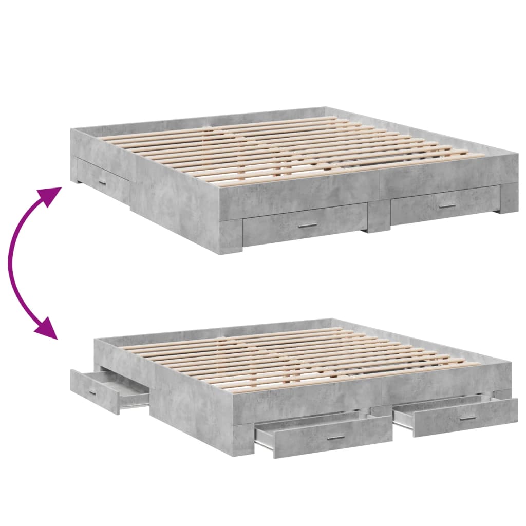 Modern Wooden Super King Size 150cm Bed Frame Base With Storage Drawers Wood Beds