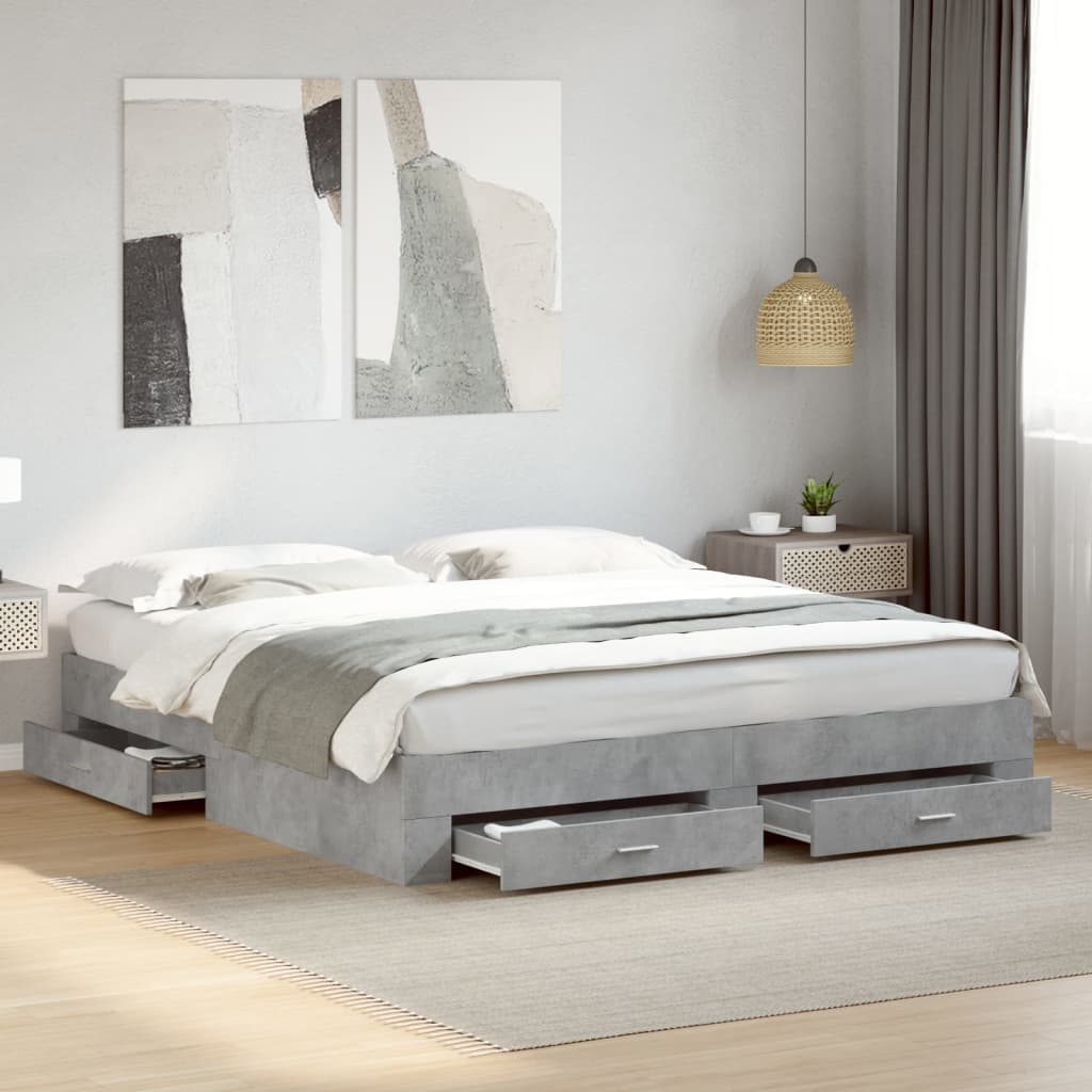 Modern Wooden Super King Size 150cm Bed Frame Base With Storage Drawers Wood Beds