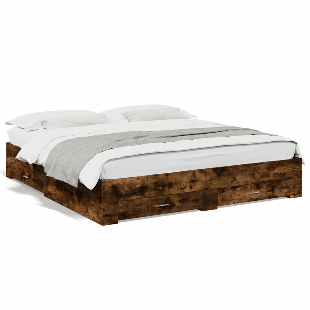 Modern Wooden Super King Size 150cm Bed Frame Base With Storage Drawers Wood Beds