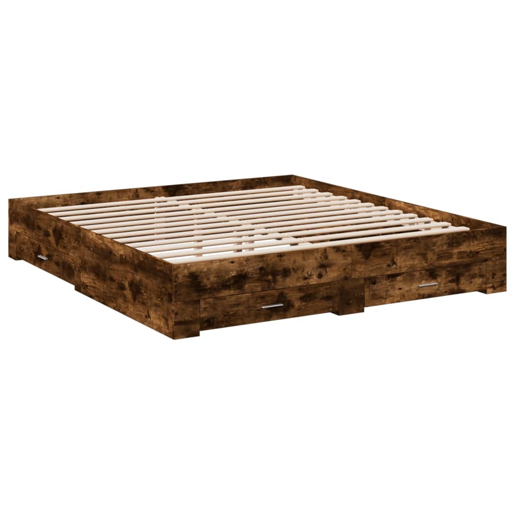 Modern Wooden Super King Size 150cm Bed Frame Base With Storage Drawers Wood Beds